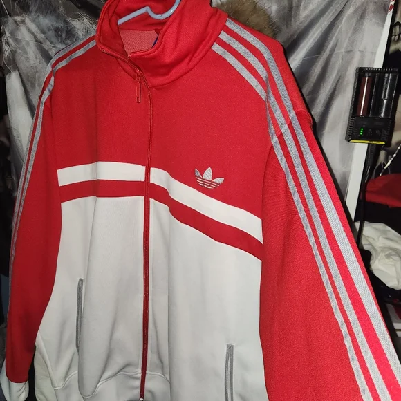 Very Rare Vintage Adidas Bb Red and White Firebird Windbreaker New Cond.Mens 2XL - Picture 8 of 10